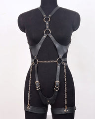 PU Leather Chain Belts Full Body Bondage
