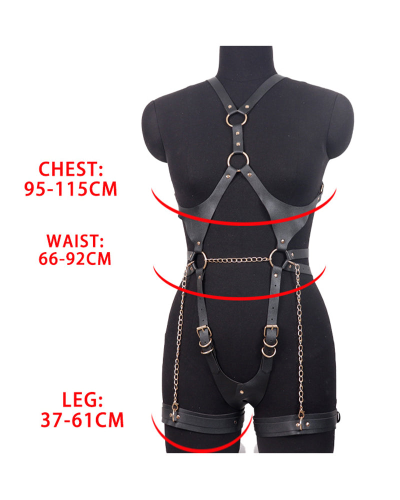 PU Leather Chain Belts Full Body Bondage