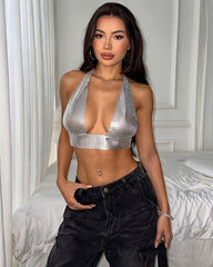 Sparkly Rhinestone Halter Top