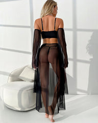 Glamorous Mesh Fringe Draping Lingerie Set