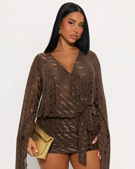 Wavy V Neck Backless Flared Mini Dress