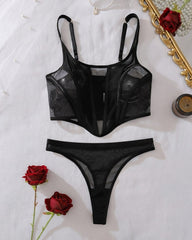 Sheer Mesh Cut-Out Bodysuit Lingerie