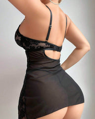 Floral Lace Underwire Balconette Mini Dress with Keyhole Cutout