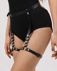 Leather Bondage Harness Garter Belt