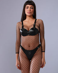 Leather Bondage Bra and Thong Set