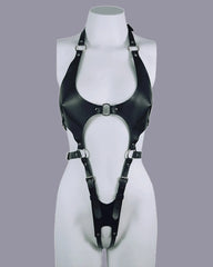 Leather Bondage Harness Bodysuit