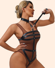 Leather Straps Bondage Harness Bodysuit