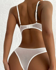 Floral Embroidered Sheer Lace Lingerie Set