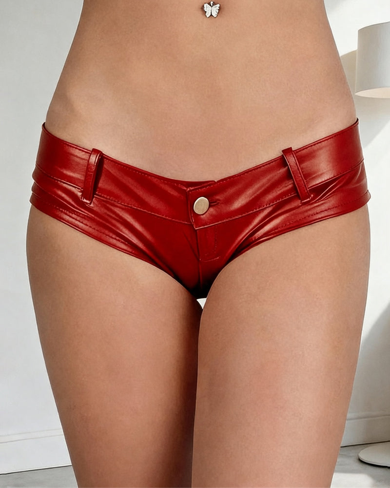 Faux Leather Low Rise Booty Shorts