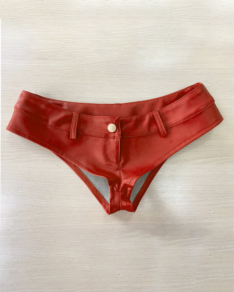 Faux Leather Low Rise Booty Shorts