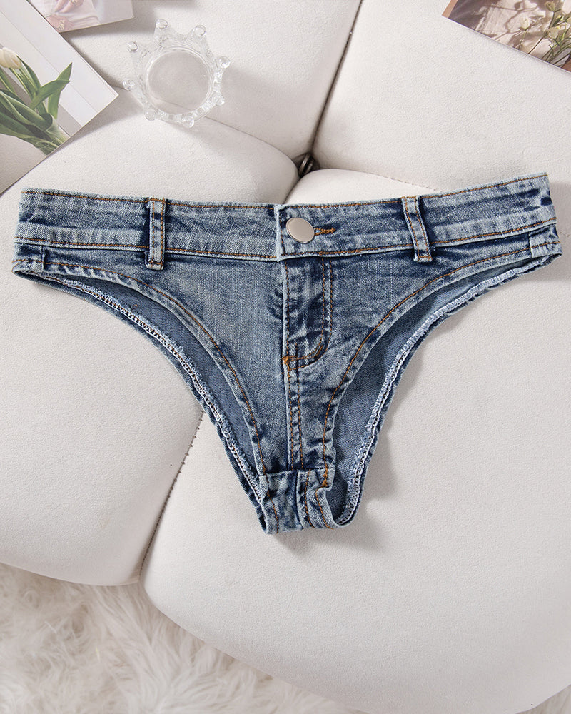Women¡¯s Denim Thong Low Rise Panties