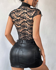 Tie-Front Boned Corset Top with Cap Sleeves
