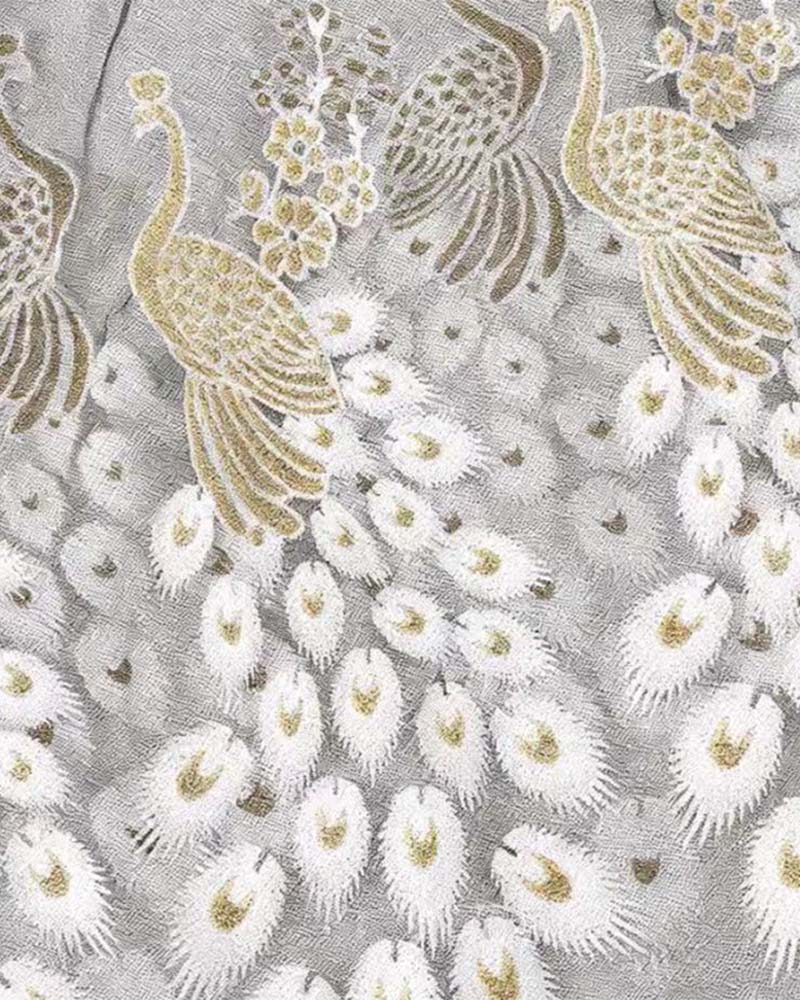 Peacock Feather Embroidery Babydoll Lingerie
