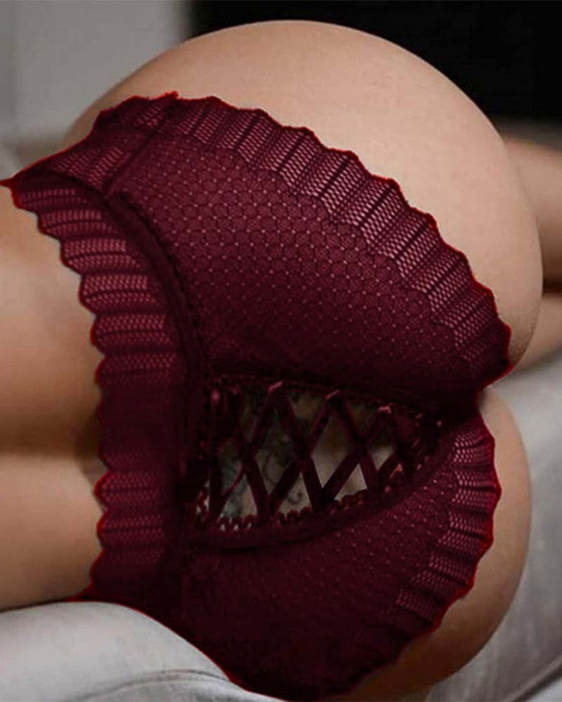 ⚡Flash Sale-Plus Size Floral Lace Crisscross Panties