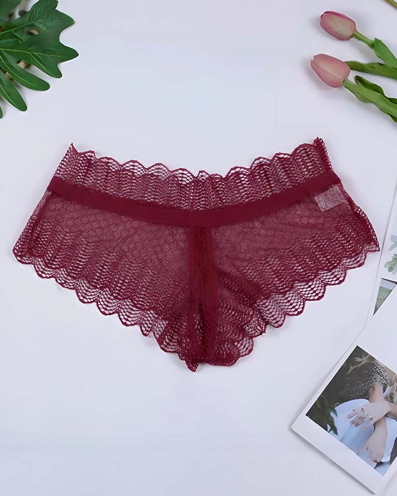 ⚡Flash Sale-Plus Size Floral Lace Crisscross Panties