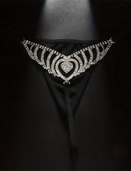 Rhinestone Heart Waist Chain Thong ¨C Sparkling Crystal Belly Chain G-String