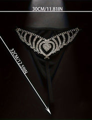 Rhinestone Heart Waist Chain Thong ¨C Sparkling Crystal Belly Chain G-String