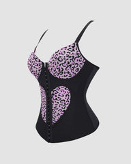 Leopard Print Heart Cutout Corset Top - Spaghetti Strap Bustier Lingerie