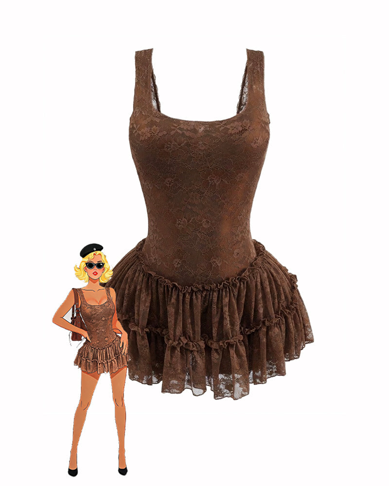 Lace Ruffled Tutu Sexy Gothic Lolita Mini Dress Lingerie