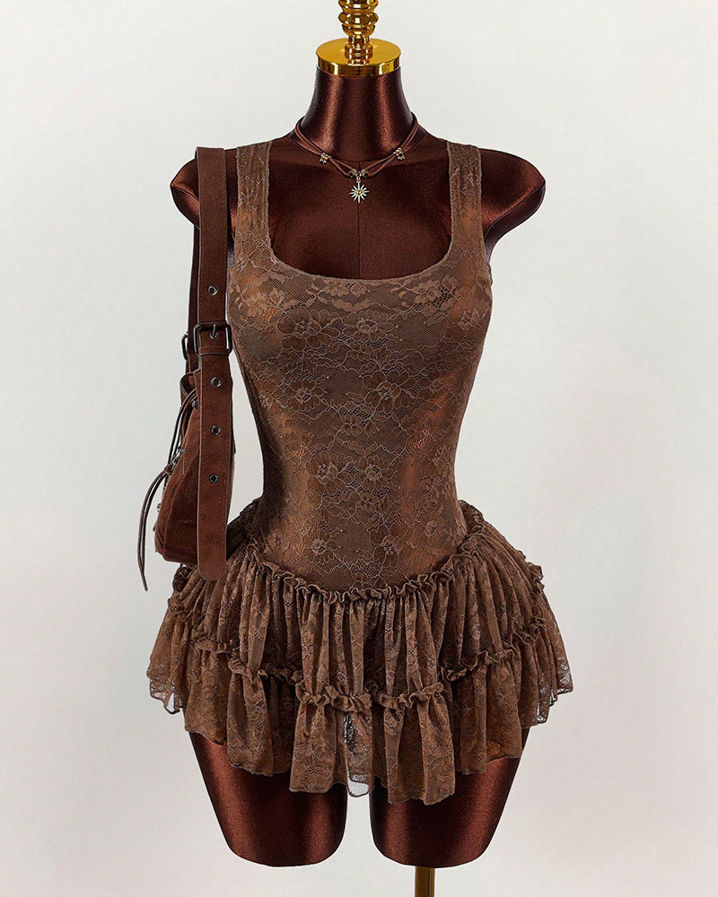 Lace Ruffled Tutu Sexy Gothic Lolita Mini Dress Lingerie