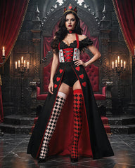 Queen of Hearts Costume Set - Corset Bodysuit with Crown