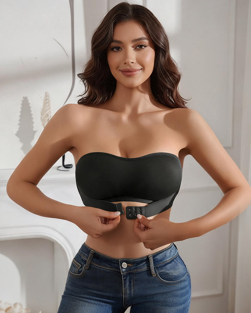 Sexy Strapless Buckle Front Bandeau Top