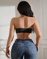 Sexy Strapless Buckle Front Bandeau Top