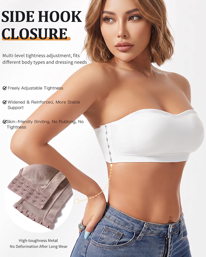 Strapless Side Hook Bandeau Bra Seamless Padded Tube Bra