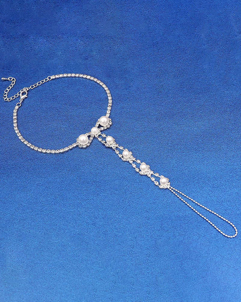 Pearl Rhinestone Toe Anklet - Sexy Foot Chain Bracelet with Tassel