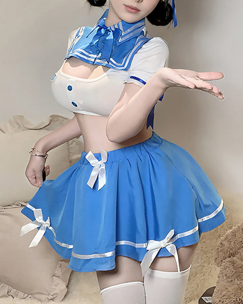 Sailor Girl Lingerie Set Schoolgirl Cosplay with Headband