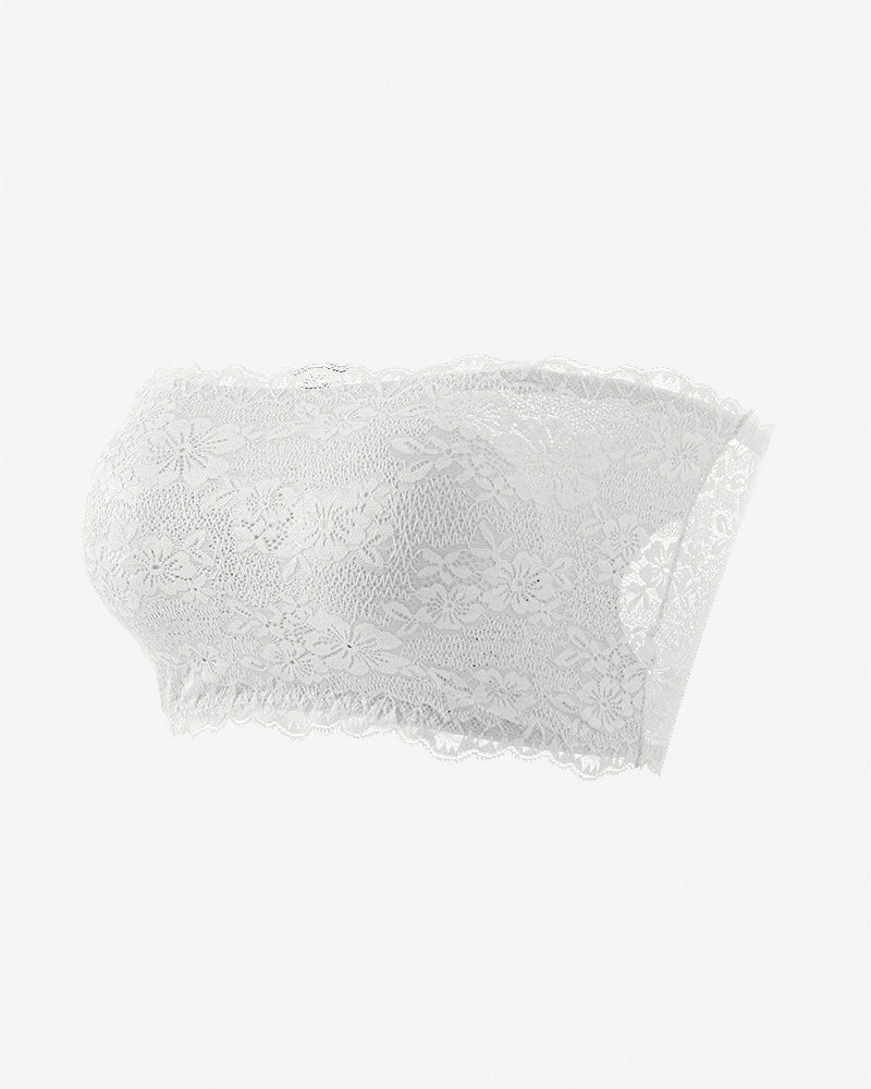 Floral Lace Strapless Bandeau Bra