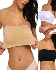 Strapless Bandeau Bra - Wireless Seamless Tube Top Basic Bra