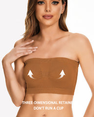 Mesh Panel Strapless Bandeau Bra