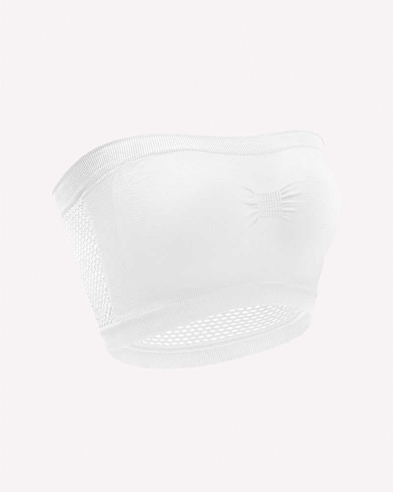 Mesh Panel Strapless Bandeau Bra