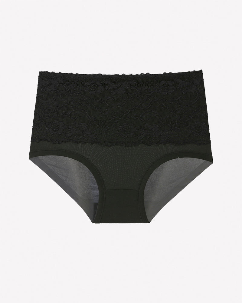 High Waisted Lace Panties Full Coverage Floral Lace Briefs