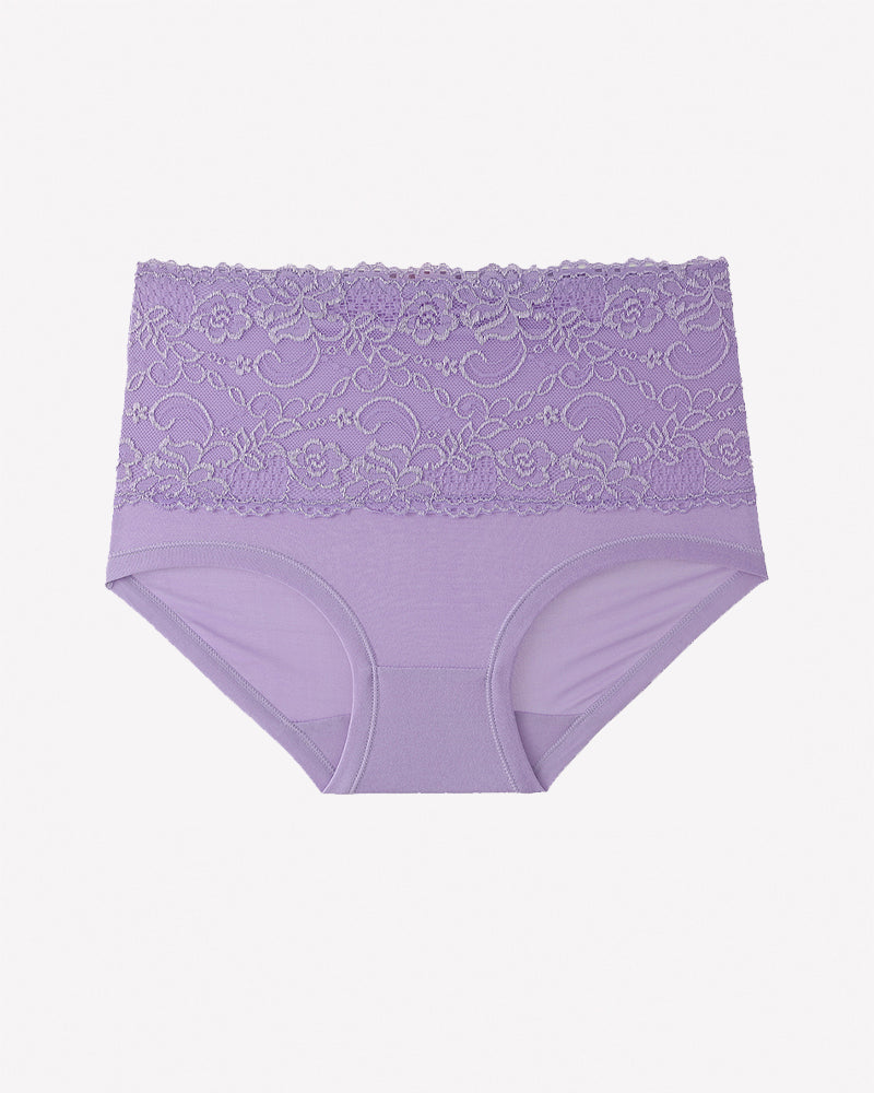 High Waisted Lace Panties Full Coverage Floral Lace Briefs