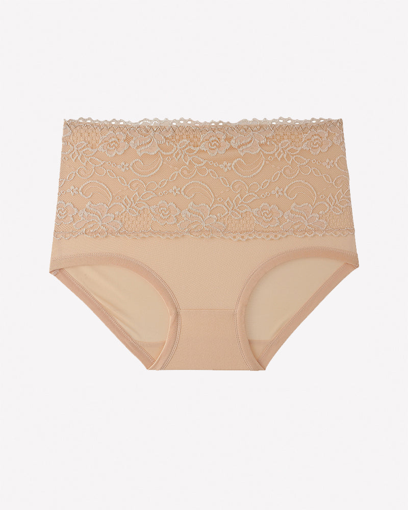 High Waisted Lace Panties Full Coverage Floral Lace Briefs