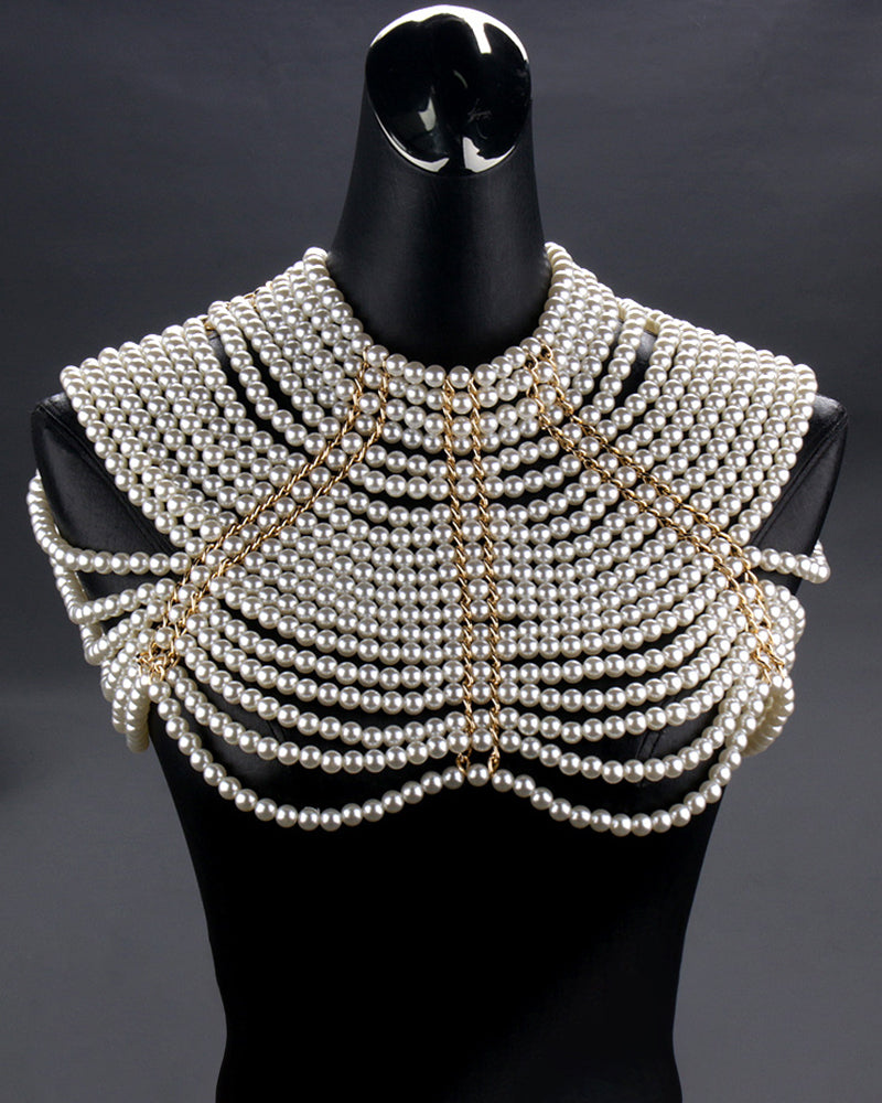 Embroidered Butterfly Top with Pearl Chain & Sequin Skirt Options