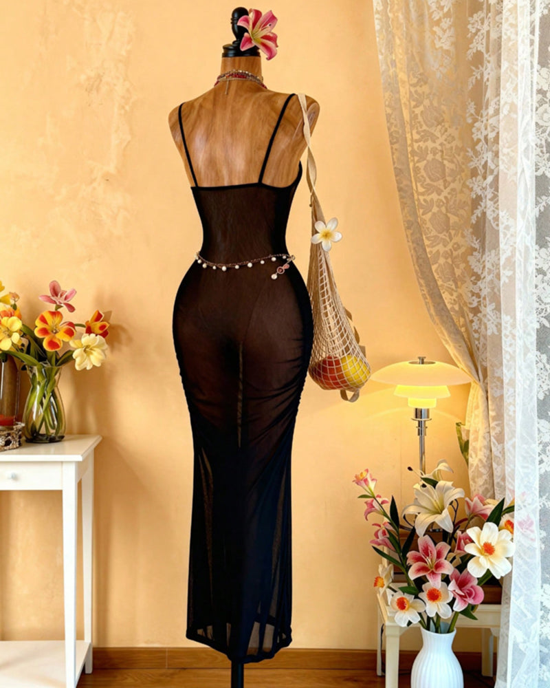 Sheer Mesh Full Body Maxi Lingerie Dress Bodycon