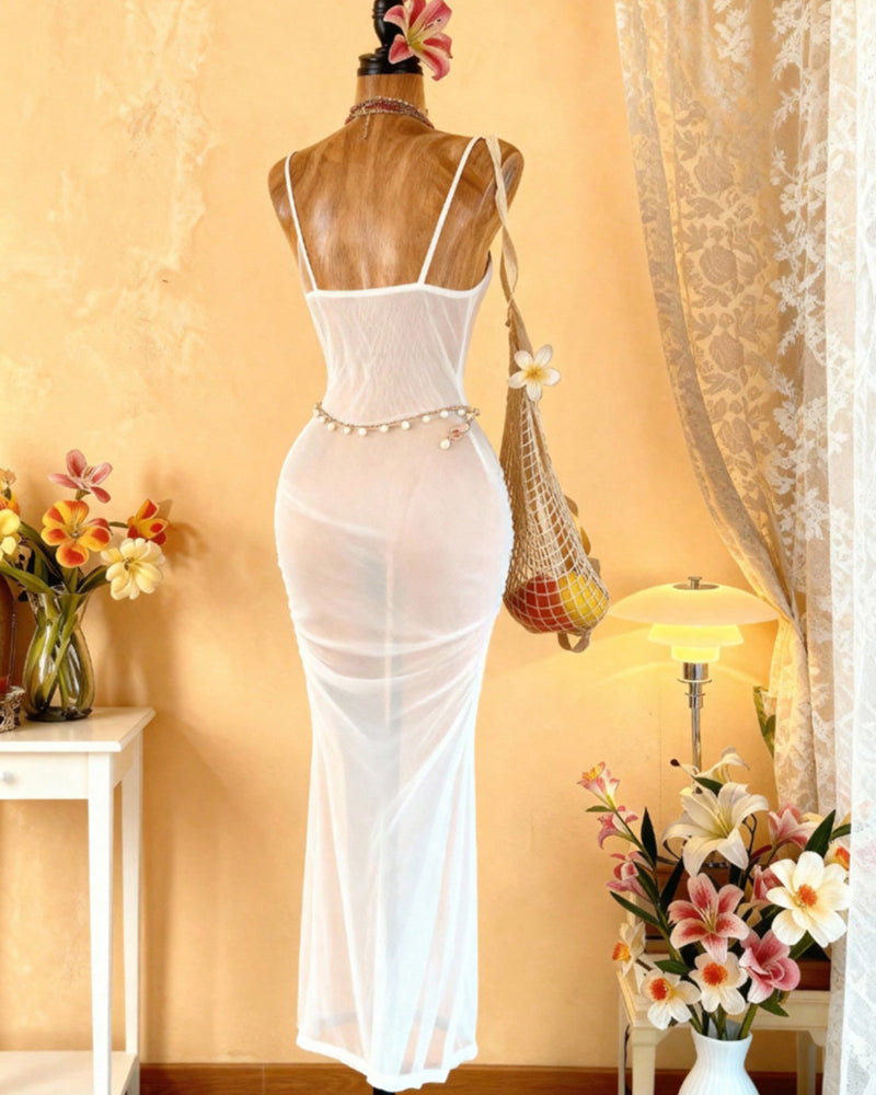 Sheer Mesh Full Body Maxi Lingerie Dress Bodycon