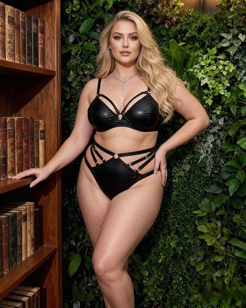 Lace Spaghetti Strap Bralette and High Waist Brief Lingerie Set