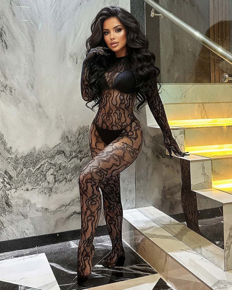 Sheer Stretch Sleeveless One-Piece Bodysuit