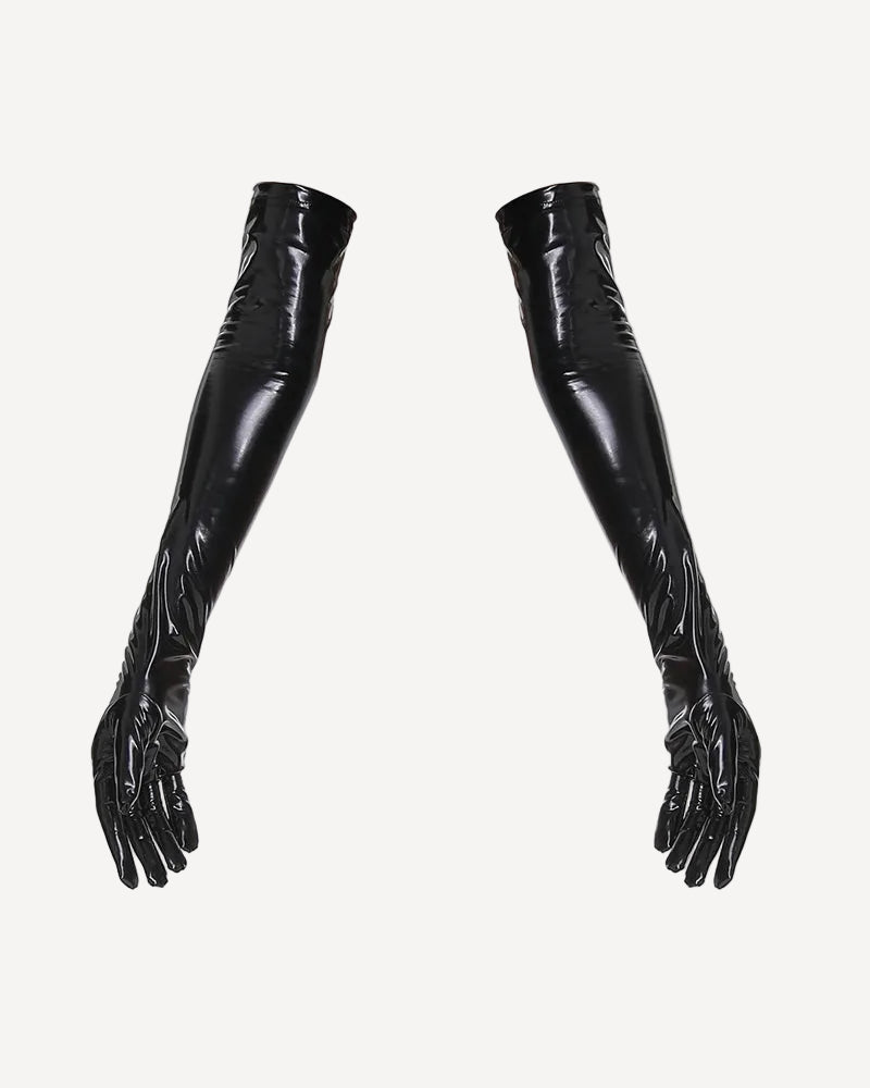 Faux Leather Opera Length Gloves