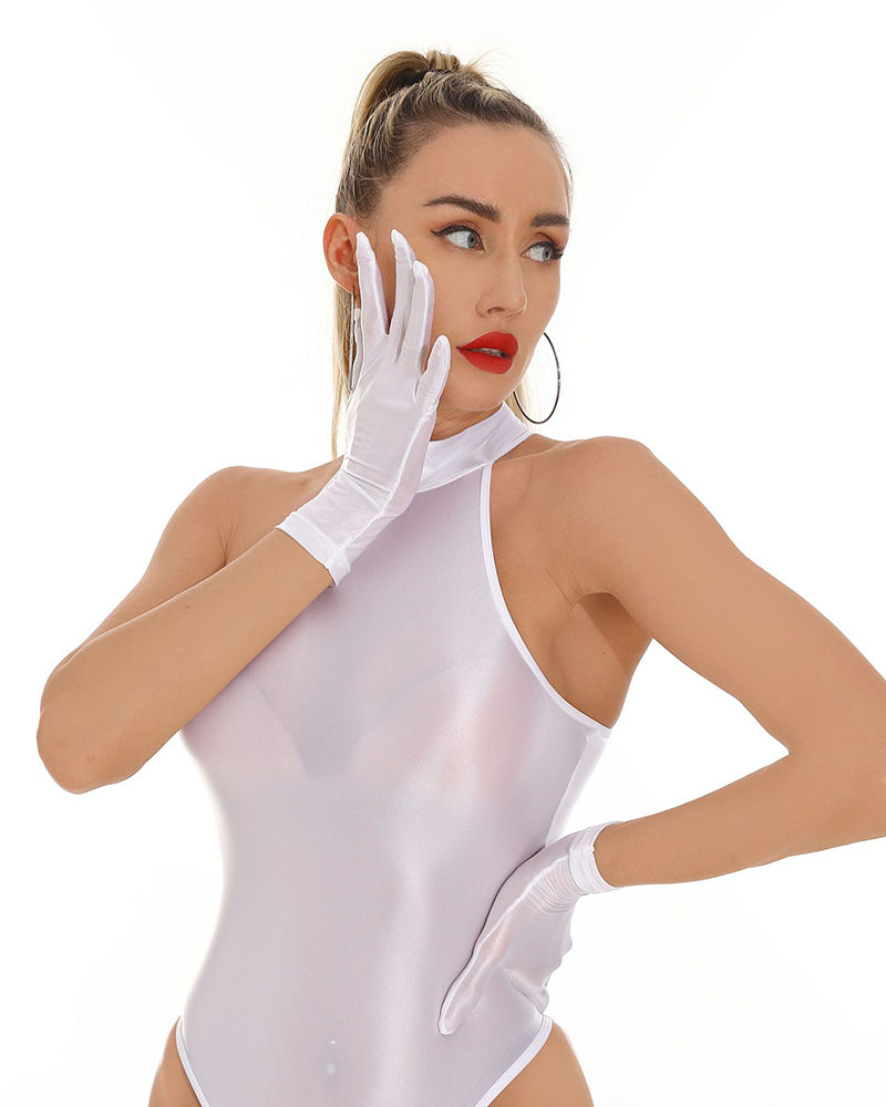 Glossy Wet-Look Wrist-Length Short Gloves