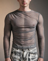 Men's Sheer Mesh Long Sleeve Top