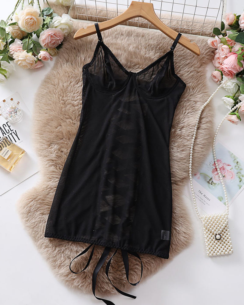 Sheer Mesh Underwire Mini Dress