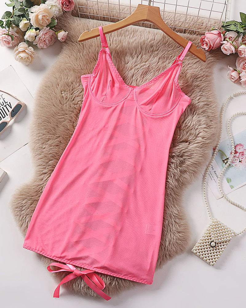 Sheer Mesh Underwire Mini Dress