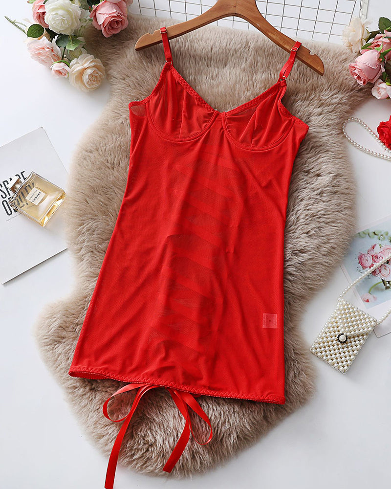 Sheer Mesh Underwire Mini Dress