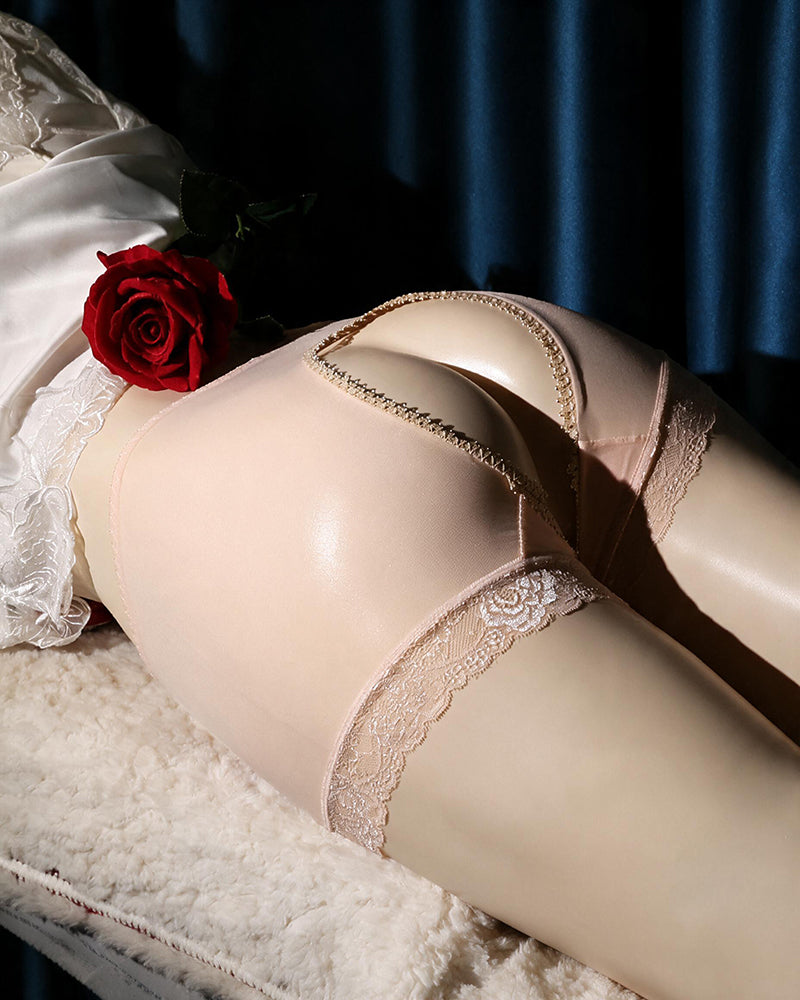Floral Embroidered Mesh Crotchless High-Waist Panty