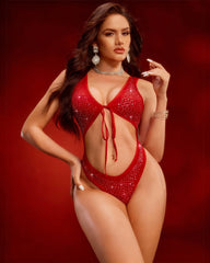 Sparkle Tie Front & Cutout Bodysuit